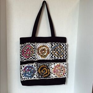 Cotton Rag Quilt Tote Shoulder Bag Cottagecore Delicate Country Farmhouse